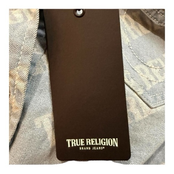 NWT True Religion Logo Print Denim Shirt Dress Size L - Picture 4 of 4
